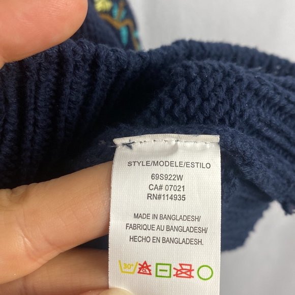 Anthropologie Cloth by RD Style Floral Embroidery Navy Blue Sweater - Size M - Picture 5 of 10